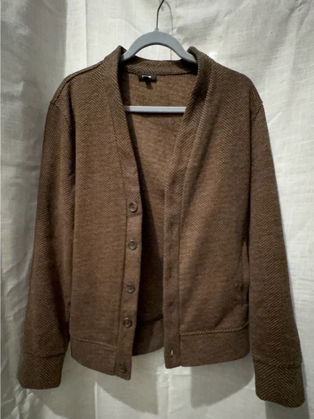 Brown Herringbone Shawl-Collar Express Jacket -Men’s Small